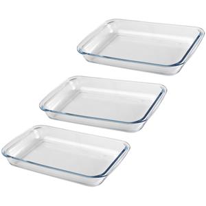 Chef Traiteur Ovenschaal van borosilicaat glas - 3x - rechthoek - 1.6 Liter - 30 x 18 x 5 cm -