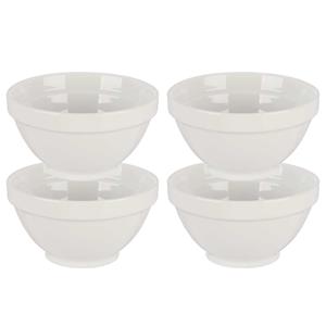 Vivalto Kommetjes/serveer schaaltjes - 4x - Okinawa - porselein - D13.5 x H8 cm - ivoor wit - Stapelbaar -
