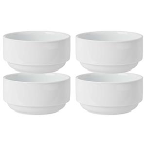 Vivalto Kommetjes/serveer schaaltjes - 4x - Sendai - porselein - D13 x H6.5 cm - ivoor wit - Stapelbaar -