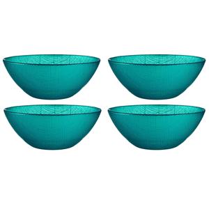 Vivalto Kommetjes/serveer schaaltjes - 4x - Murano - glas - D15 x H6 cm - turquoise blauw - Stapelbaar -