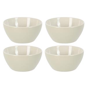 Excellent Houseware Soepkommen/serveer schaaltjes - 4x - Acapulco- porselein - D14 x H6.5 cm - creme - Stapelbaar -
