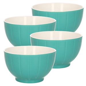 Excellent Houseware Soepkommen/serveer schaaltjes - 4x - Venice- keramiek - D14 x H8 cm - jade groen - Stapelbaar -