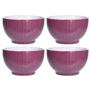 Excellent Houseware Soepkommen/serveer schaaltjes - 4x - Venice- keramiek - D14 x H8 cm - paars - Stapelbaar -