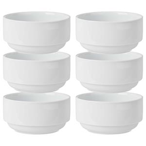 Vivalto Kommetjes/serveer schaaltjes - 6x - Sendai - porselein - D13 x H6.5 cm - ivoor wit - Stapelbaar -