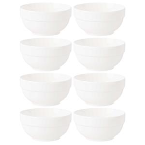 Vivalto Kommetjes/serveer schaaltjes - 8x - Kendai - porselein - D13 x H6.5 cm - ivoor wit - Stapelbaar -