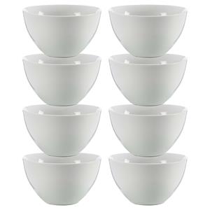 Vivalto Kommetjes/serveer schaaltjes - 8x - Mumbai - porselein - D13.5 x H7.5 cm - ivoor wit - Stapelbaar -