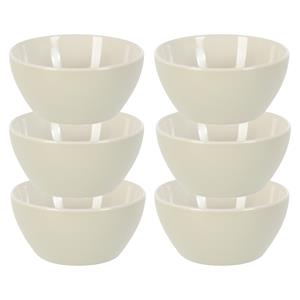 Excellent Houseware Soepkommen/serveer schaaltjes - 6x - Acapulco- porselein - D14 x H6.5 cm - creme - Stapelbaar -