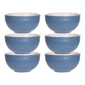 Excellent Houseware Soepkommen/serveer schaaltjes - 6x - Roman Style - keramiek - D14 x H7 cm - nacht blauw - Stapelbaar -