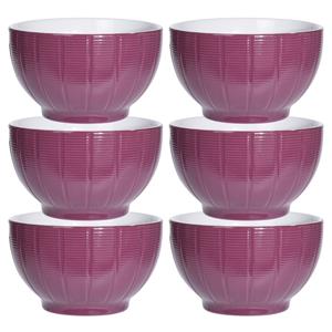 Excellent Houseware Soepkommen/serveer schaaltjes - 6x - Venice- keramiek - D14 x H8 cm - paars - Stapelbaar -