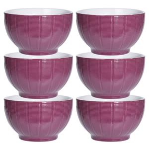 Excellent Houseware Soepkommen/serveer schaaltjes - 6x - Venice- keramiek - D14 x H8 cm - paars - Stapelbaar -