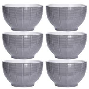 Excellent Houseware Soepkommen/serveer schaaltjes - 6x - Venice- keramiek - D14 x H8 cm - steengrijs - Stapelbaar -