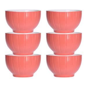 Excellent Houseware Soepkommen/serveer schaaltjes - 6x - Venice- keramiek - D14 x H8 cm - steenrood - Stapelbaar -