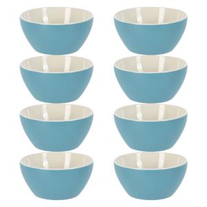 Excellent Houseware Soepkommen/serveer schaaltjes - 8x - Acapulco- porselein - D14 x H6.5 cm - blauw - Stapelbaar -