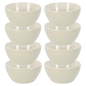 Excellent Houseware Soepkommen/serveer schaaltjes - 8x - Acapulco- porselein - D14 x H6.5 cm - creme - Stapelbaar -