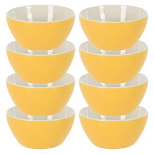 Excellent Houseware Soepkommen/serveer schaaltjes - 8x - Acapulco- porselein - D14 x H6.5 cm - geel - Stapelbaar -