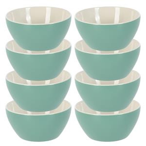 Excellent Houseware Soepkommen/serveer schaaltjes - 8x - Acapulco- porselein - D14 x H6.5 cm - groen - Stapelbaar -