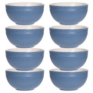Excellent Houseware Soepkommen/serveer schaaltjes - 8x - Roman Style - keramiek - D14 x H7 cm - nacht blauw - Stapelbaar -