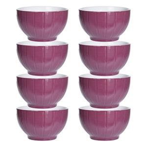 Excellent Houseware Soepkommen/serveer schaaltjes - 8x - Venice- keramiek - D14 x H8 cm - paars - Stapelbaar -