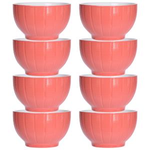 Excellent Houseware Soepkommen/serveer schaaltjes - 8x - Venice- keramiek - D14 x H8 cm - steenrood - Stapelbaar -