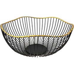 CASA DI ELTURO Fruitschaal Opbergmand Wave - Zwart/Goud - M - Ø25.5 cm