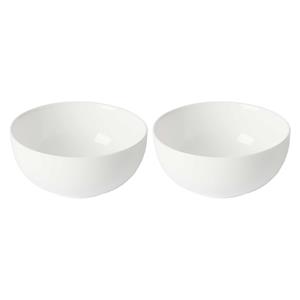 Vivalto Kommetjes/serveer schaaltjes - 2x - Opal - keramiek - D13 x H6 cm - ivoor wit - Stapelbaar -