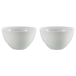 Vivalto Kommetjes/serveer schaaltjes - 2x - Mumbai - porselein - D13.5 x H7.5 cm - ivoor wit - Stapelbaar -