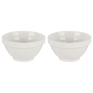 Vivalto Kommetjes/serveer schaaltjes - 2x - Okinawa - porselein - D13.5 x H8 cm - ivoor wit - Stapelbaar -