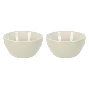 Excellent Houseware Soepkommen/serveer schaaltjes - 2x - Acapulco- porselein - D14 x H6.5 cm - creme - Stapelbaar -