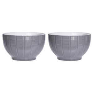 Excellent Houseware Soepkommen/serveer schaaltjes - 2x - Venice- keramiek - D14 x H8 cm - steengrijs - Stapelbaar -