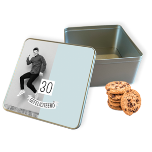 Merkloos Koektrommel Vierkant - Verjaardag VI