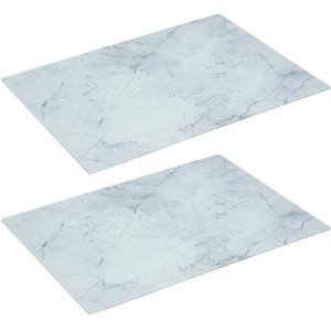 Secret de Gourmet 2x Stuks snijplank rechthoek wit met marmer print x 30 cm van glas -