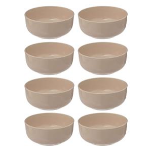 Secret de Gourmet Soepkommen/serveer schaaltjes - 8x - Santorini - keramiek - D15 x H6.5 cm - beige - Stapelbaar -