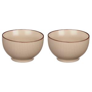 Vivalto Kommetjes/serveer schaaltjes - 2x - Mistique - porselein - D14 x H8 cm - beige - Stapelbaar -