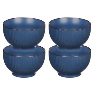 Vivalto Kommetjes/serveer schaaltjes - 4x - Mistique - porselein - D14 x H8 cm - blauw - Stapelbaar -