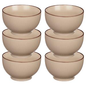 Vivalto Kommetjes/serveer schaaltjes - 6x - Mistique - porselein - D14 x H8 cm - beige - Stapelbaar -