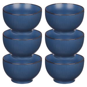 Vivalto Kommetjes/serveer schaaltjes - 6x - Mistique - porselein - D14 x H8 cm - blauw - Stapelbaar -