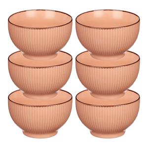 Vivalto Kommetjes/serveer schaaltjes - 6x - Mistique - porselein - D14 x H8 cm - zalm roze - Stapelbaar -