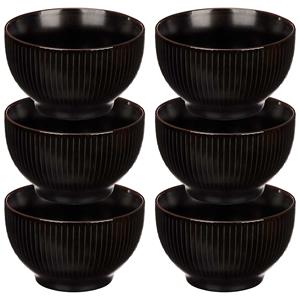 Vivalto Kommetjes/serveer schaaltjes - 6x - Mistique - porselein - D14 x H8 cm - zwart - Stapelbaar -