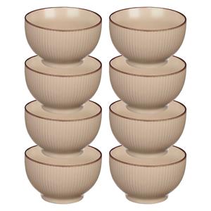 Vivalto Kommetjes/serveer schaaltjes - 8x - Mistique - porselein - D14 x H8 cm - beige - Stapelbaar -