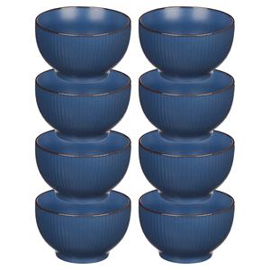 Vivalto Kommetjes/serveer schaaltjes - 8x - Mistique - porselein - D14 x H8 cm - blauw - Stapelbaar -