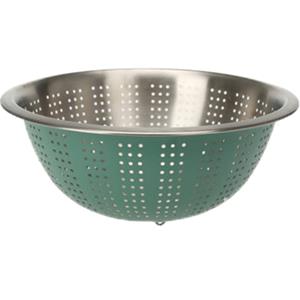 Excellent Houseware RVS keuken vergiet/zeef - afgieten etenswaren - groen - 27 x 12.5 cm -