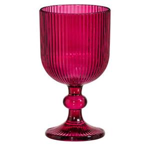 Leen Bakker Wijnglas Ribbel - Roze - 250 ml