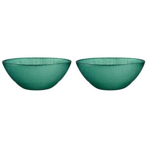Vivalto Kommetjes/serveer schaaltjes - 2x - Murano - glas - D15 x H6 cm - groen - Stapelbaar -