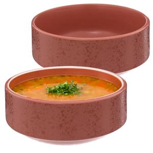 Secret de Gourmet Soepkommen/serveer schaaltjes - 2x - Loft - keramiek - D15 x H7 cm - terracotta - Stapelbaar -