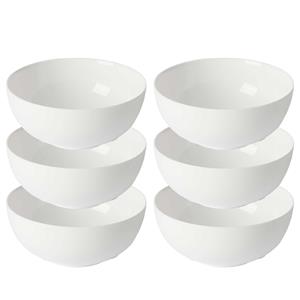 Vivalto Kommetjes/serveer schaaltjes - 6x - Opal - keramiek - D15 x H6 cm - ivoor wit - Stapelbaar -