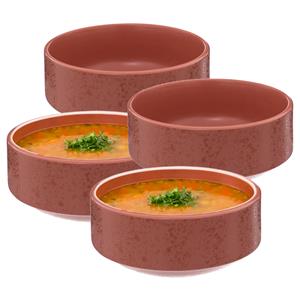 Secret de Gourmet Soepkommen/serveer schaaltjes - 4x - Loft - keramiek - D15 x H7 cm - terracotta - Stapelbaar -