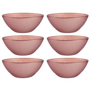 Vivalto Kommetjes/serveer schaaltjes - 6x - Murano - glas - D15 x H6 cm - roze - Stapelbaar -