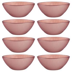 Vivalto Kommetjes/serveer schaaltjes - 8x - Murano - glas - D15 x H6 cm - roze - Stapelbaar -