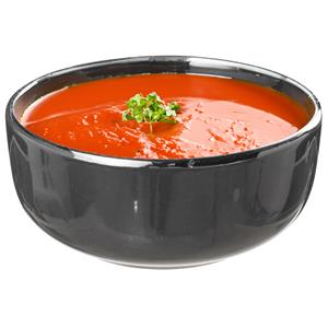 Secret de Gourmet Soepkommen/serveer schaaltjes - 8x - Santorini - keramiek - D15 x H6.5 cm - donkergrijs - Stapelbaar -