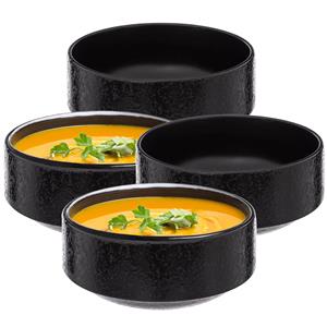Secret de Gourmet Soepkommen/serveer schaaltjes - 8x - Loft - keramiek - D15 x H7 cm - antraciet - Stapelbaar -